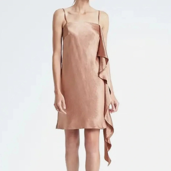 Banana Republic Heritage Collection Side Ruffle Slip Dress Womens Size XS NWT - Picture 1 of 11